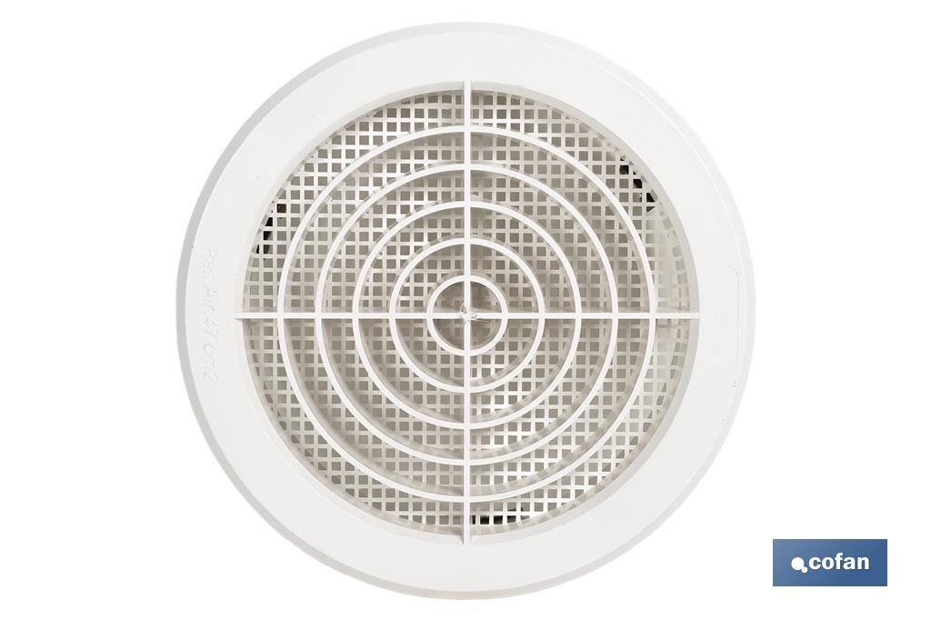 REJILLA DE VENTILACIÓN ABS BLANCO PARA EMPOTRAR A TUBO CON CLIP Ø12-14 CM