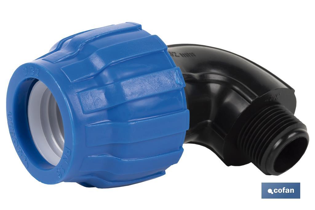 CODO 90° ROSCA MACHO PP PN16 75 X 2 1/2  VENTA UNITARIA