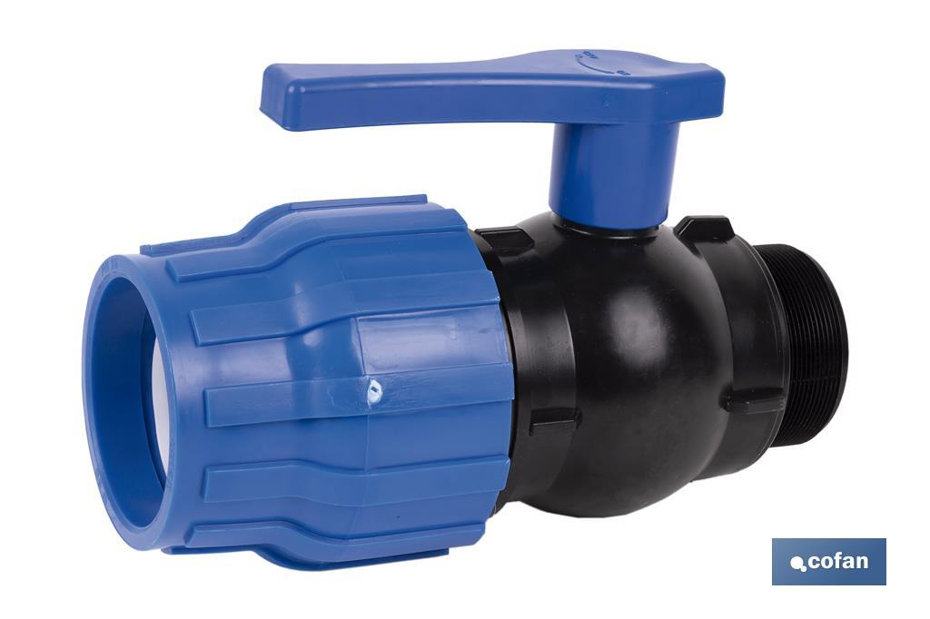 ENLACE VÁLVULA DE BOLA ROSCA MACHO PP PN16 25 x 3/4 VENTA UNITARIA