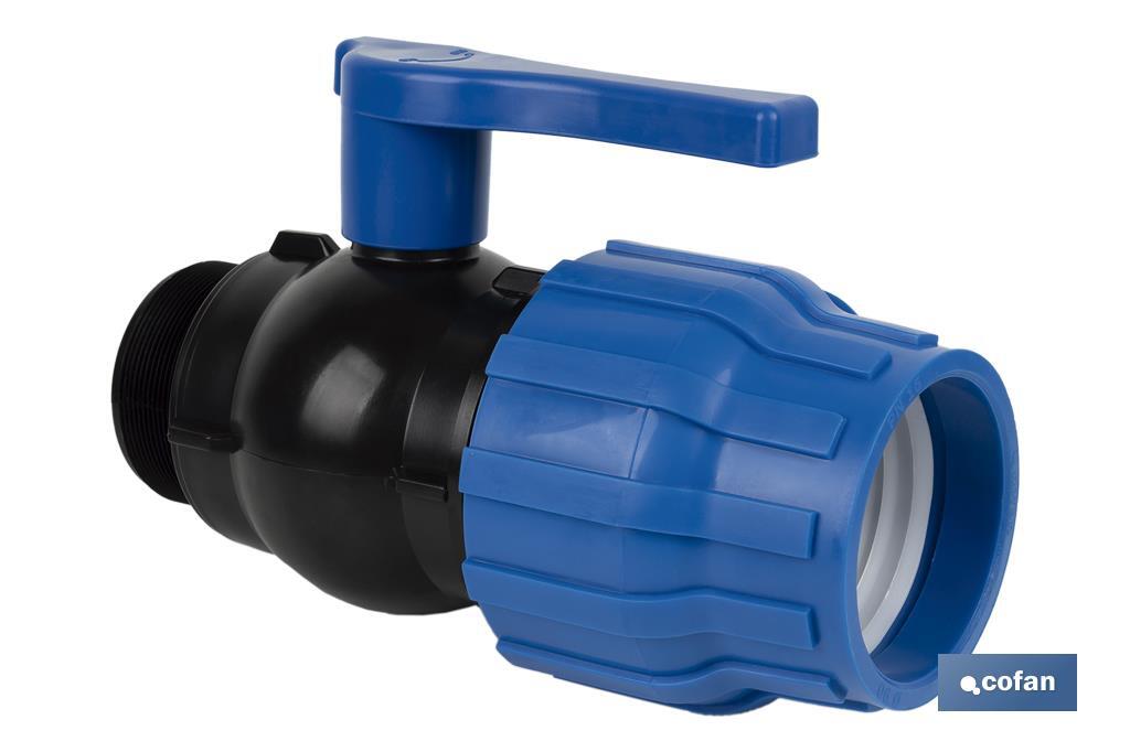 ENLACE VÁLVULA DE BOLA ROSCA MACHO PP PN16 25 x 3/4 VENTA UNITARIA