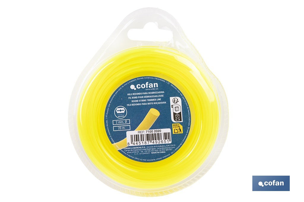 HILO REDONDO DE NYLON PARA DESBROZADORA 20 M X 2 MM