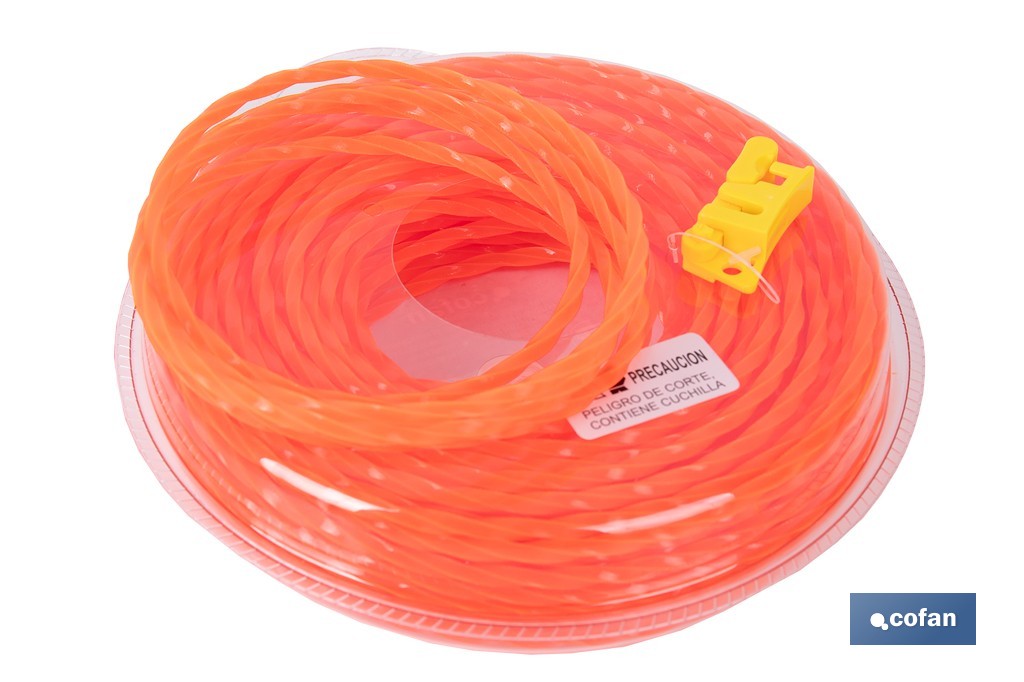 HILO HELICOIDAL DE NYLON PARA DESBROZADORA 25 M X 4 MM