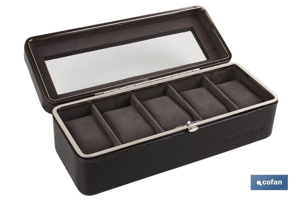 CAJA GUARDA RELOJES 5 UDS PIEL NEGRA