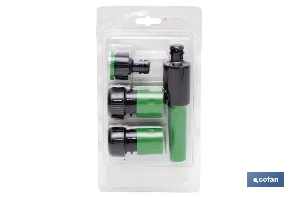 KIT MANGUERA FLEXOLÁTEX TRANSL. 15 MM (5/8) 10 M CON ACCESORIOS