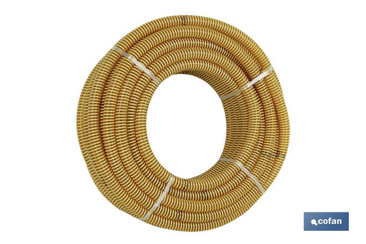 ROLLO DE TUBO DE ASPIRACIÓN ESPIRAL AMARILLO  Ø20 MM 25 M