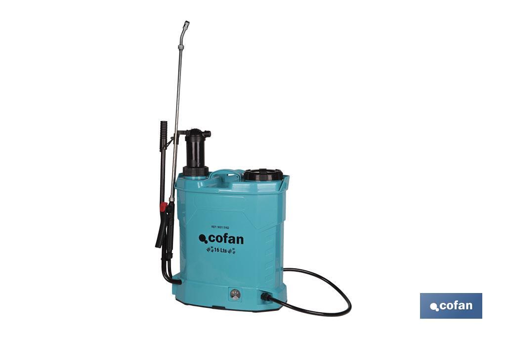 PULVERIZADOR DE ESPALDA 16 L DUAL - ELÉCTRICO/MANUAL Li-ion 12 V 8.0 Ah