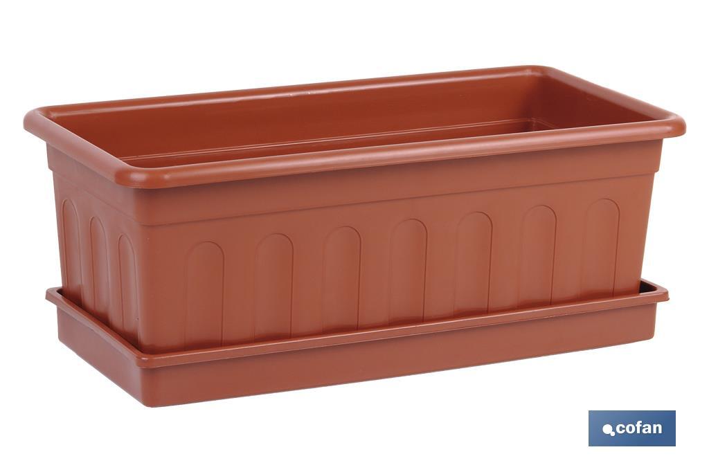 JARDINERA MARRON MODELO AZAHAR 60 X 22 X 15+ PLATO 60 X 22 CM venta unitaria