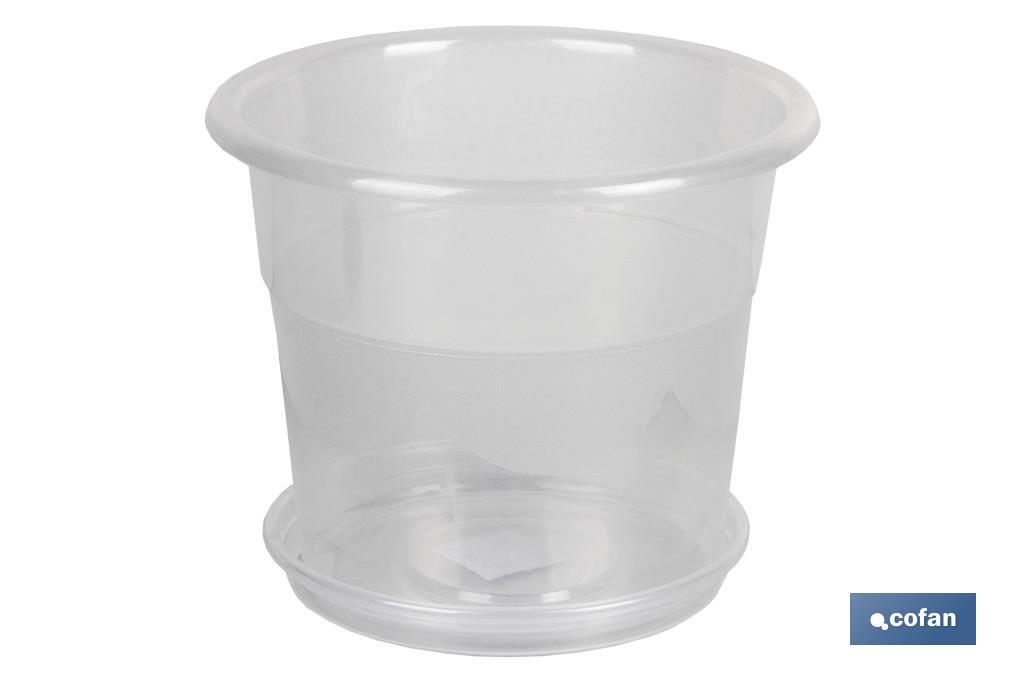 MACETA ORQUIDEA TRANSPARENTE 23.5X20+ PLATO 20cm