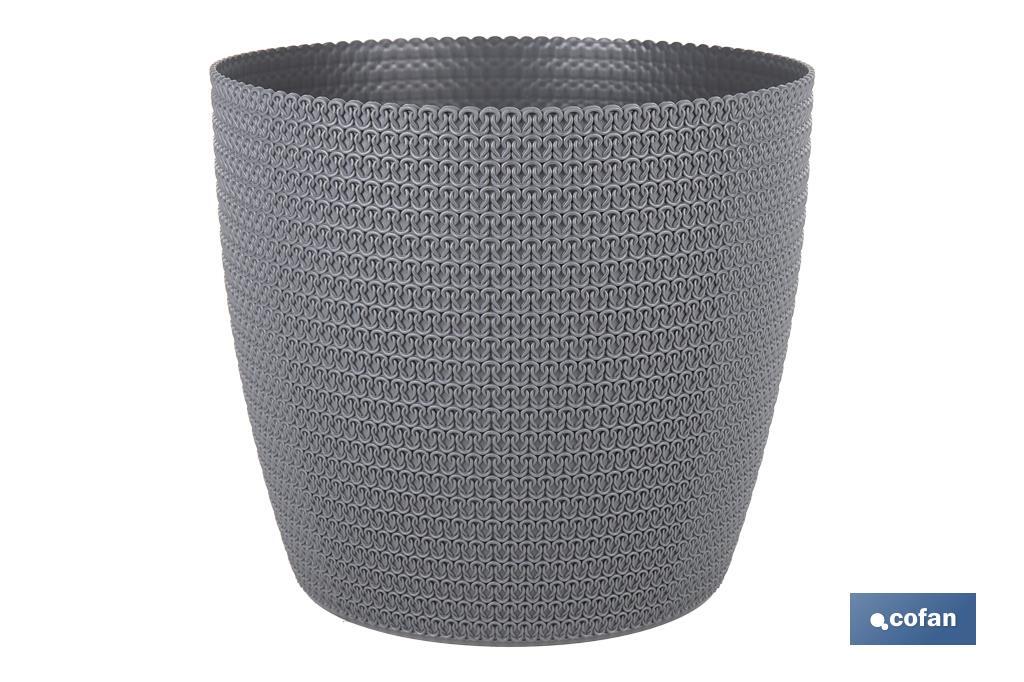 MACETA O MACETERO TRENZADA COLOR GRIS OSCURO PP Ø 141 X 119 MM 1,25 L venta unitaria