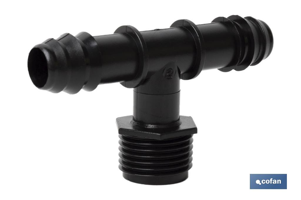CONEXIÓN EN T R.MACHO Ø16MM-1/2 Venta unitaria