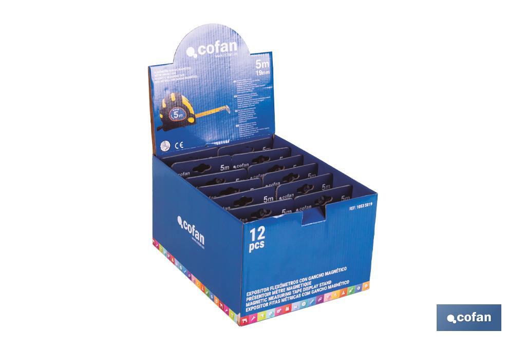 EXPOSITOR DE FLEXÓMETROS MAGNÉTICOS 19 MM X 5 M 12 UDS.