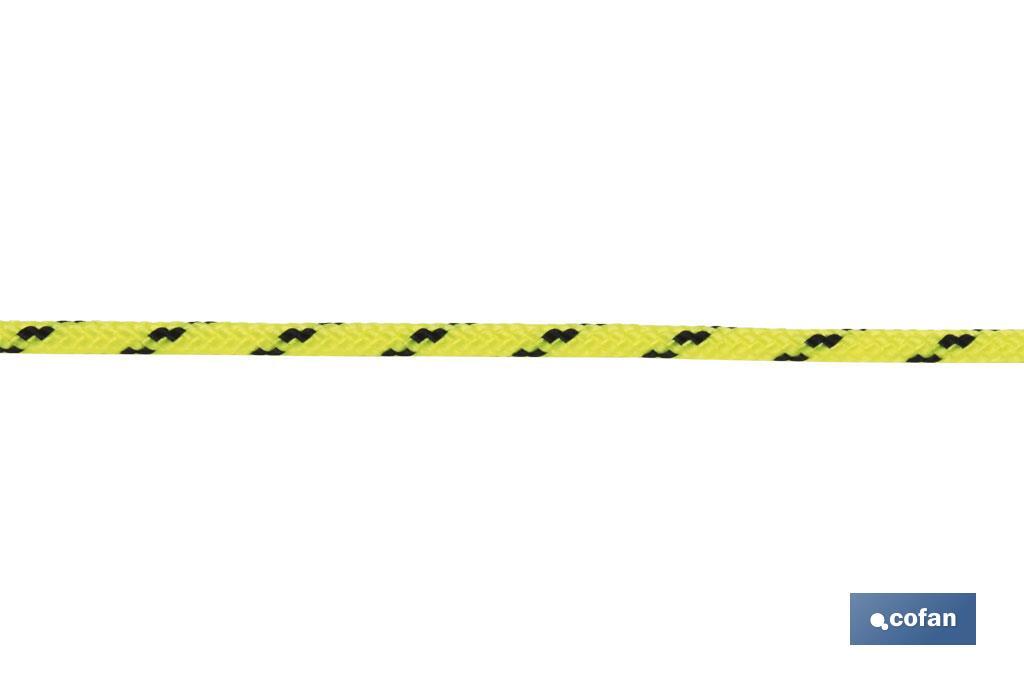 CORDÓN TRENZADO HIPPIE AMARILLO/NEGRO 3MM X 25 M