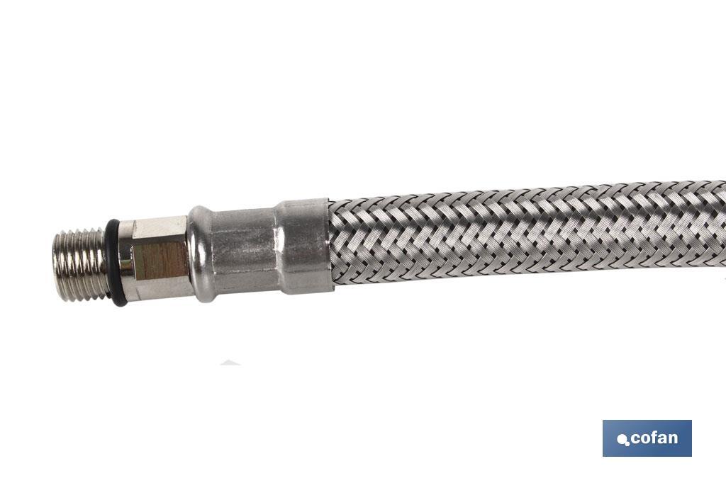 CONEXIÓN FLEXIBLE INOX M10x1 - H1/2 35 CM.