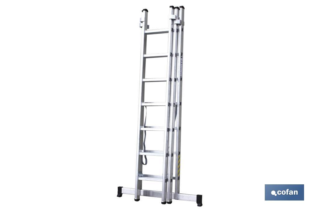 ESCALERA ALUMINIO TRIPLE 11 PELDAÑOS 3,00 + 3,00 + 3,00 M