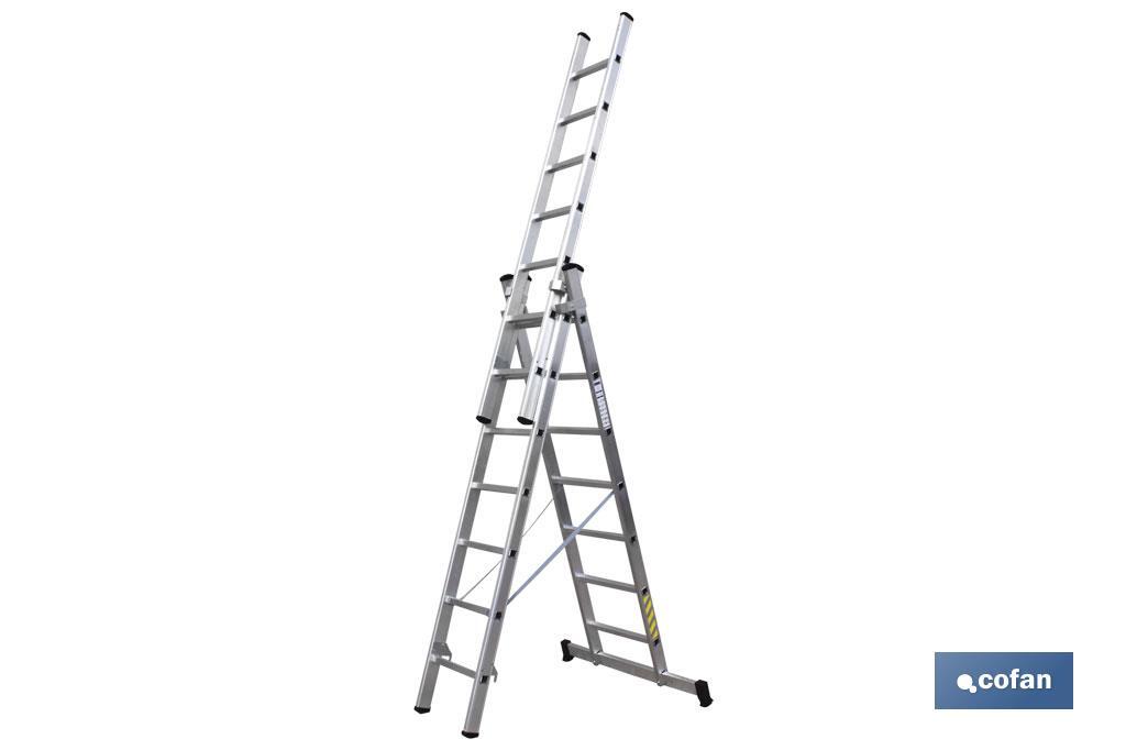 ESCALERA ALUMINIO TRIPLE 11 PELDAÑOS 3,00 + 3,00 + 3,00 M