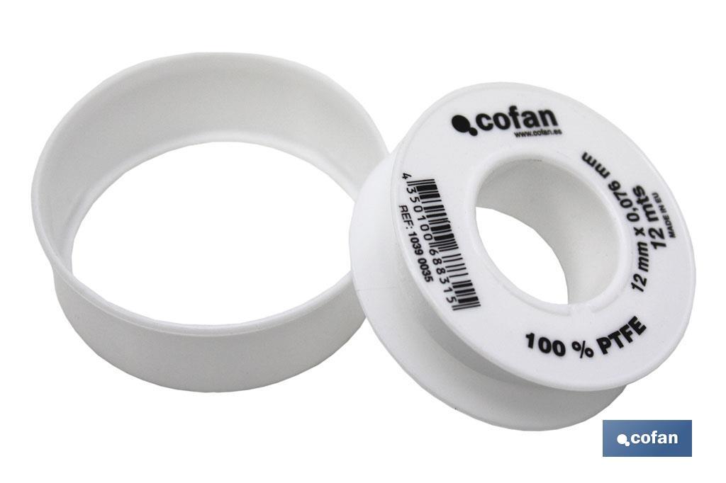 ROLLO 12 MTS CINTA PTFE DE 12mm X 0,076mm venta unitaria