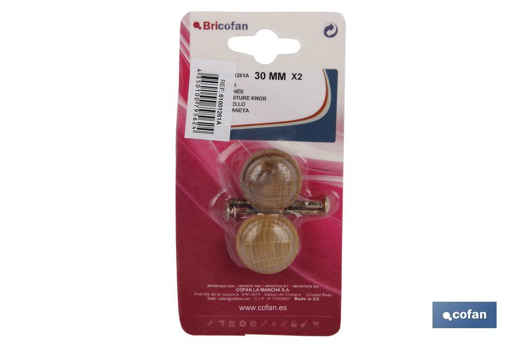 2 UDS. POMO DE ROBLE 30 MM VENTA UNITARIA