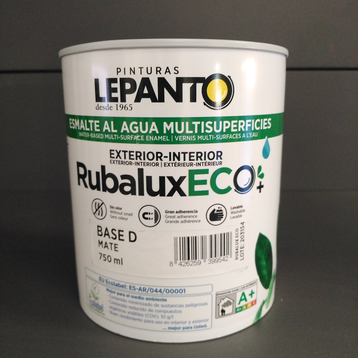 Esmalte al Agua Rubalux Eco Mate Base TR 0.75L