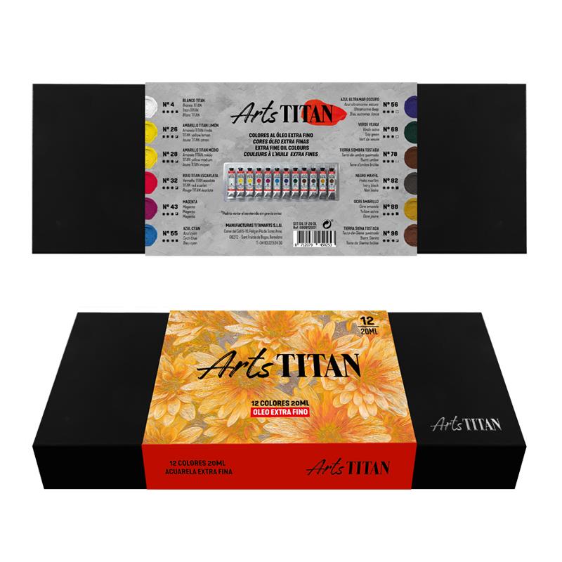 Conjunto de 12 Colores de Oleo Titan de 20ml