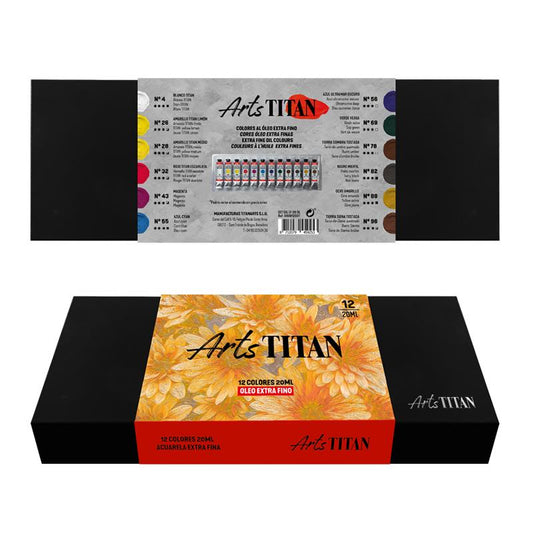 Conjunto de 12 Colores de Oleo Titan de 20ml